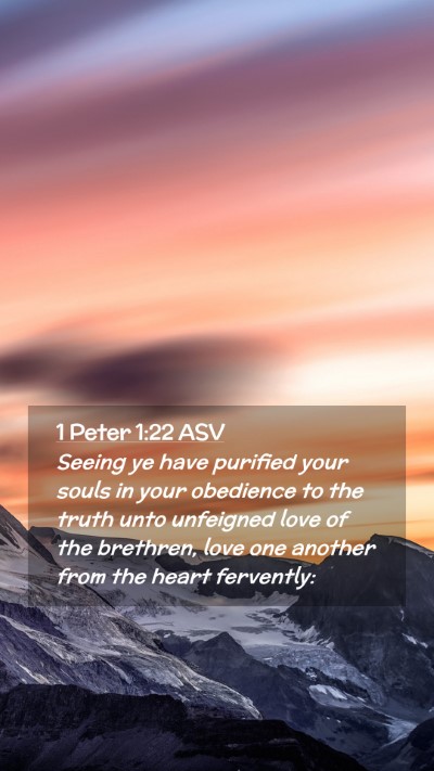 Picture 02 - 1 Peter 1:22 ASV Mobile Phone Wallpaper - Seeing ye have purified your souls in your - Mobile Bible Verse Wallpaper