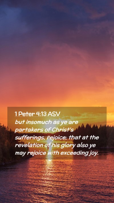 Picture 02 - 1 Peter 4:13 ASV Mobile Phone Wallpaper - but insomuch as ye are partakers of Christ's - Mobile Bible Verse Wallpaper