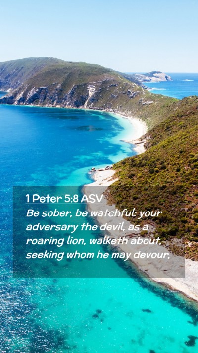 Picture 02 - 1 Peter 5:8 ASV Mobile Phone Wallpaper - Be sober, be watchful: your adversary the devil, - Mobile Bible Verse Wallpaper