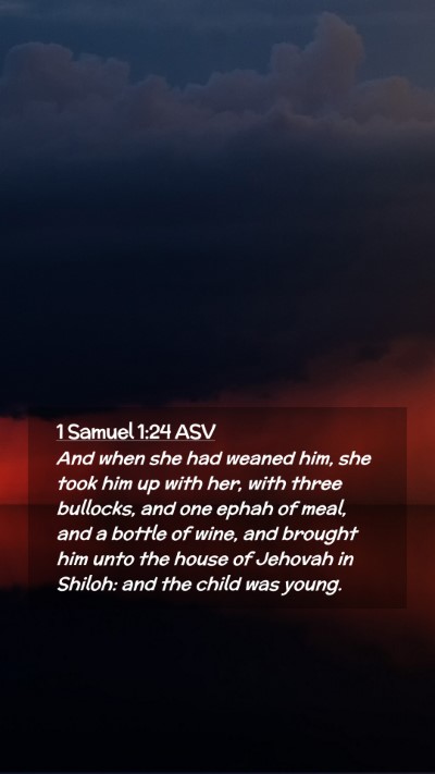 Picture 02 - 1 Samuel 1:24 ASV Mobile Phone Wallpaper - And when she had weaned him, she took him up with - Mobile Bible Verse Wallpaper