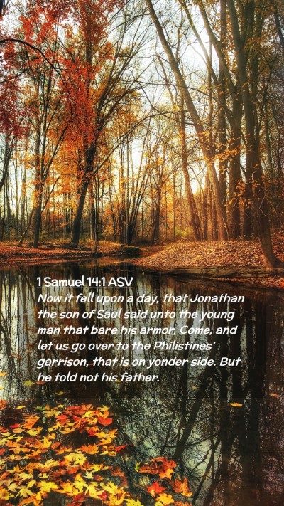 Picture 02 - 1 Samuel 14:1 ASV Mobile Phone Wallpaper - Now it fell upon a day, that Jonathan the son of - Mobile Bible Verse Wallpaper