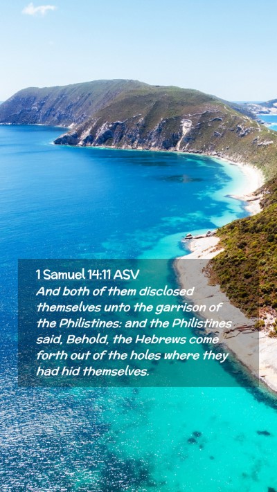 Picture 02 - 1 Samuel 14:11 ASV Mobile Phone Wallpaper - And both of them disclosed themselves unto the - Mobile Bible Verse Wallpaper