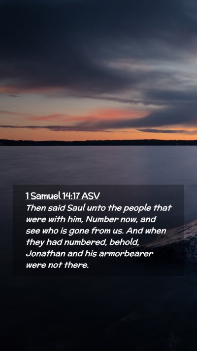 Picture 02 - 1 Samuel 14:17 ASV Mobile Phone Wallpaper - Then said Saul unto the people that were with - Mobile Bible Verse Wallpaper