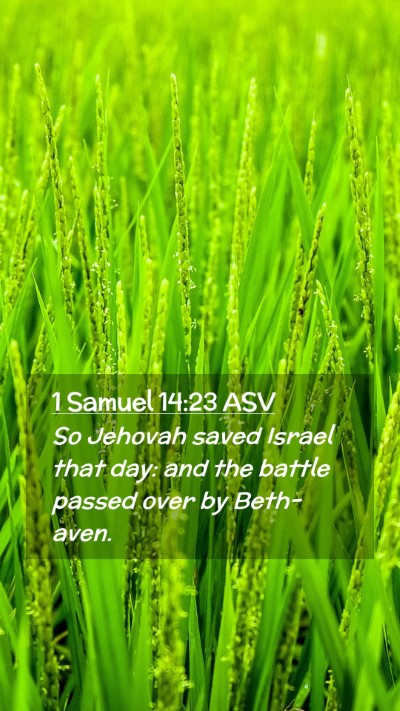 Picture 02 - 1 Samuel 14:23 ASV Mobile Phone Wallpaper - So Jehovah saved Israel that day: and the battle - Mobile Bible Verse Wallpaper