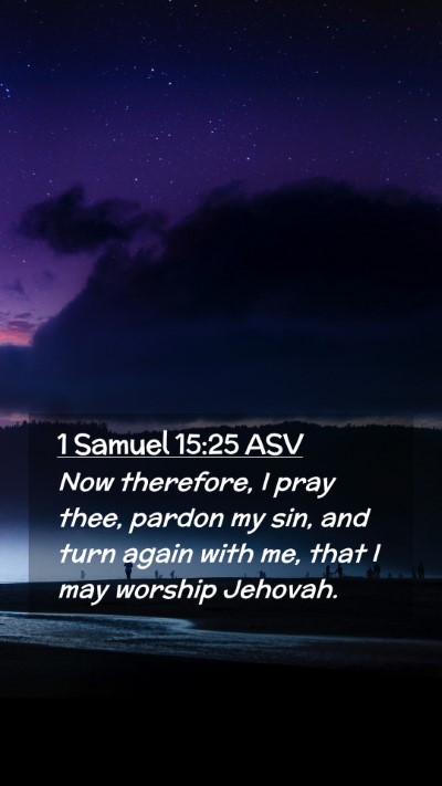 Picture 02 - 1 Samuel 15:25 ASV Mobile Phone Wallpaper - Now therefore, I pray thee, pardon my sin, and - Mobile Bible Verse Wallpaper