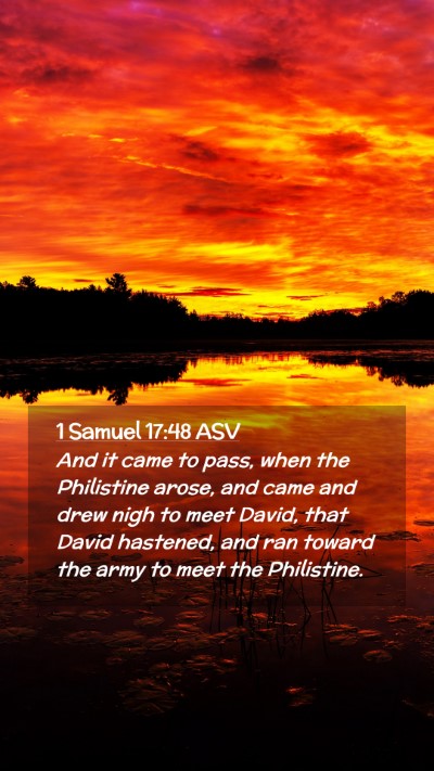 Picture 02 - 1 Samuel 17:48 ASV Mobile Phone Wallpaper - And it came to pass, when the Philistine arose, - Mobile Bible Verse Wallpaper