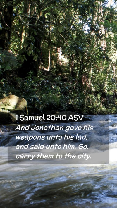 Picture 02 - 1 Samuel 20:40 ASV Mobile Phone Wallpaper - And Jonathan gave his weapons unto his lad, and - Mobile Bible Verse Wallpaper