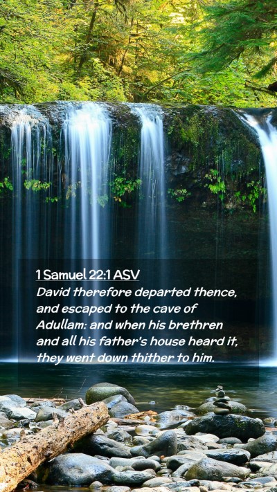 Picture 02 - 1 Samuel 22:1 ASV Mobile Phone Wallpaper - David therefore departed thence, and escaped to - Mobile Bible Verse Wallpaper