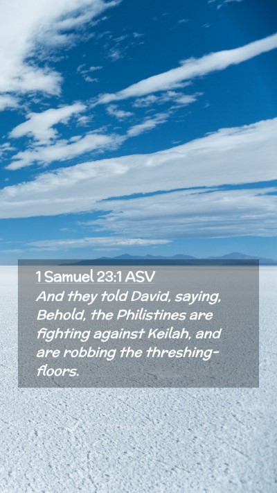 Picture 02 - 1 Samuel 23:1 ASV Mobile Phone Wallpaper - And they told David, saying, Behold, the - Mobile Bible Verse Wallpaper