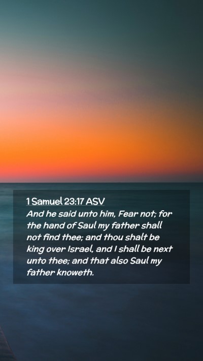 Picture 02 - 1 Samuel 23:17 ASV Mobile Phone Wallpaper - And he said unto him, Fear not; for the hand of - Mobile Bible Verse Wallpaper
