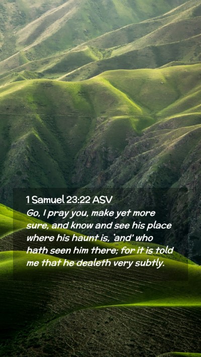 Picture 02 - 1 Samuel 23:22 ASV Mobile Phone Wallpaper - Go, I pray you, make yet more sure, and know and - Mobile Bible Verse Wallpaper