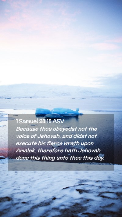 Picture 02 - 1 Samuel 28:18 ASV Mobile Phone Wallpaper - Because thou obeyedst not the voice of Jehovah, - Mobile Bible Verse Wallpaper