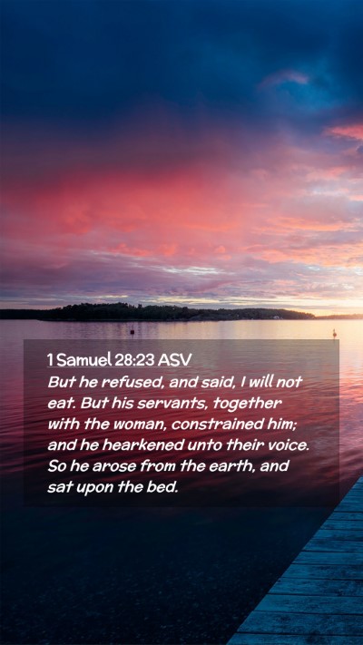 Picture 02 - 1 Samuel 28:23 ASV Mobile Phone Wallpaper - But he refused, and said, I will not eat. But his - Mobile Bible Verse Wallpaper