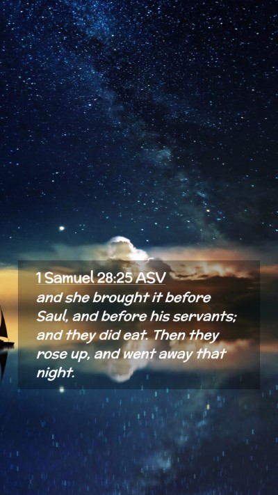 Picture 02 - 1 Samuel 28:25 ASV Mobile Phone Wallpaper - and she brought it before Saul, and before his - Mobile Bible Verse Wallpaper