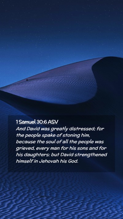 Picture 02 - 1 Samuel 30:6 ASV Mobile Phone Wallpaper - And David was greatly distressed; for the people - Mobile Bible Verse Wallpaper