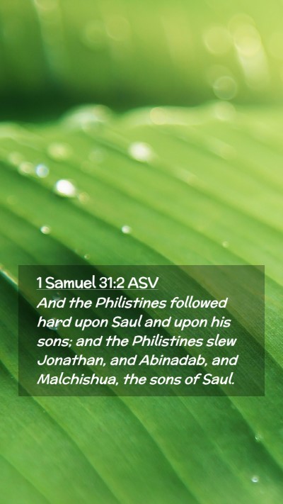 Picture 02 - 1 Samuel 31:2 ASV Mobile Phone Wallpaper - And the Philistines followed hard upon Saul and - Mobile Bible Verse Wallpaper
