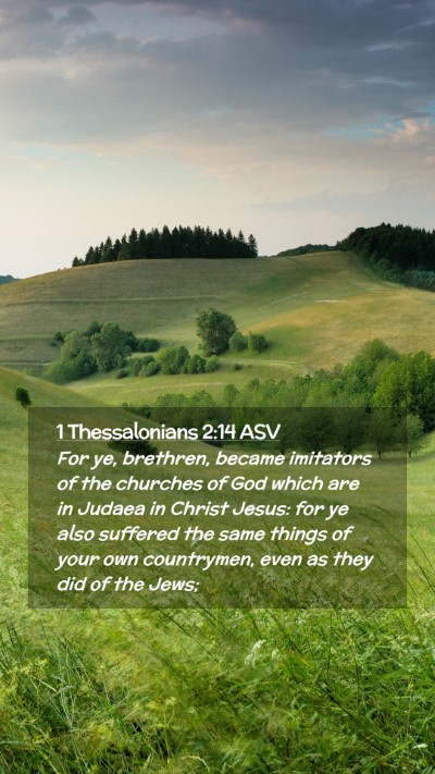 Picture 02 - 1 Thessalonians 2:14 ASV Mobile Phone Wallpaper - For ye, brethren, became imitators of the - Mobile Bible Verse Wallpaper