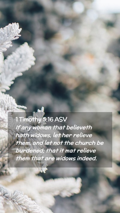 Picture 02 - 1 Timothy 5:16 ASV Mobile Phone Wallpaper - If any woman that believeth hath widows, let her - Mobile Bible Verse Wallpaper