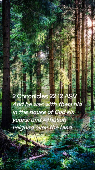 Picture 02 - 2 Chronicles 22:12 ASV Mobile Phone Wallpaper - And he was with them hid in the house of God six - Mobile Bible Verse Wallpaper