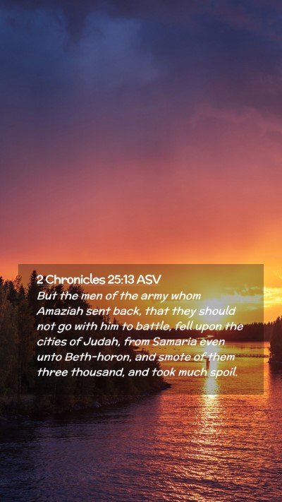 Picture 02 - 2 Chronicles 25:13 ASV Mobile Phone Wallpaper - But the men of the army whom Amaziah sent back, - Mobile Bible Verse Wallpaper