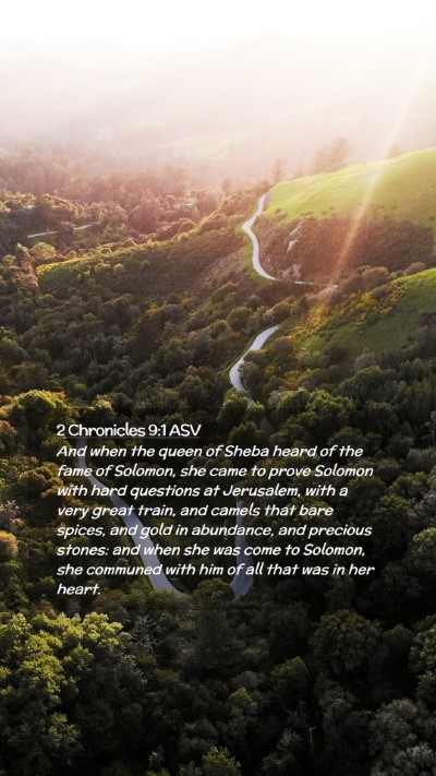 Picture 02 - 2 Chronicles 9:1 ASV Mobile Phone Wallpaper - And when the queen of Sheba heard of the fame of - Mobile Bible Verse Wallpaper