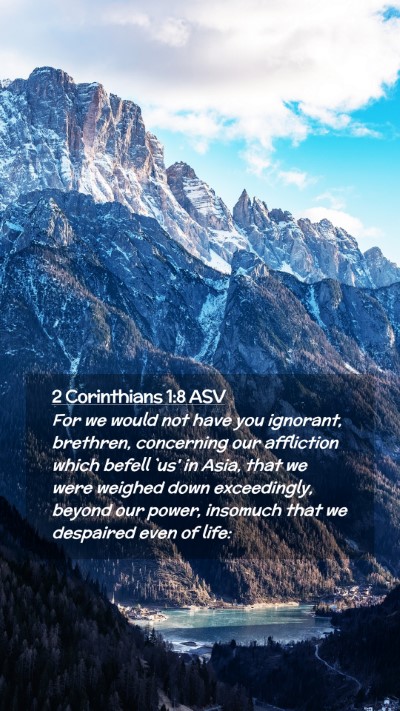 Picture 02 - 2 Corinthians 1:8 ASV Mobile Phone Wallpaper - For we would not have you ignorant, brethren, - Mobile Bible Verse Wallpaper