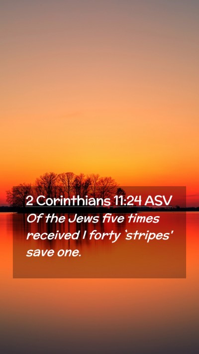 Picture 02 - 2 Corinthians 11:24 ASV Mobile Phone Wallpaper - Of the Jews five times received I forty `stripes' - Mobile Bible Verse Wallpaper