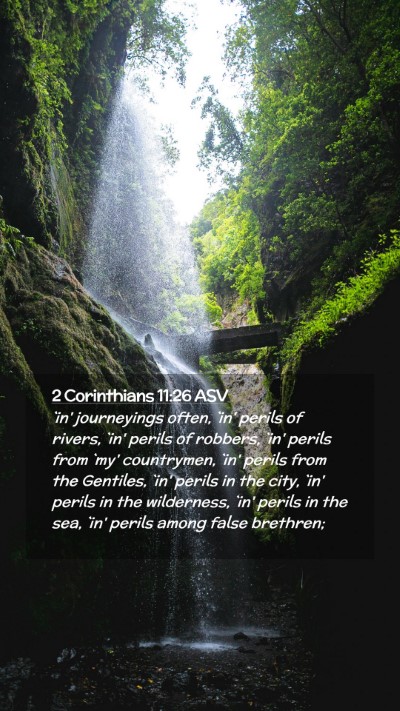 Picture 02 - 2 Corinthians 11:26 ASV Mobile Phone Wallpaper - `in' journeyings often, `in' perils of rivers, - Mobile Bible Verse Wallpaper