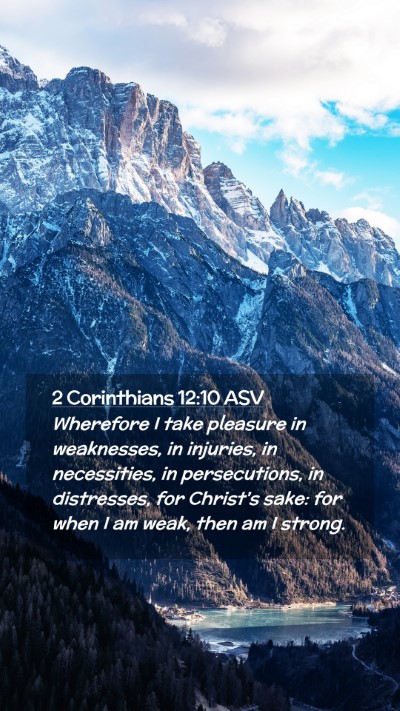 Picture 02 - 2 Corinthians 12:10 ASV Mobile Phone Wallpaper - Wherefore I take pleasure in weaknesses, in - Mobile Bible Verse Wallpaper