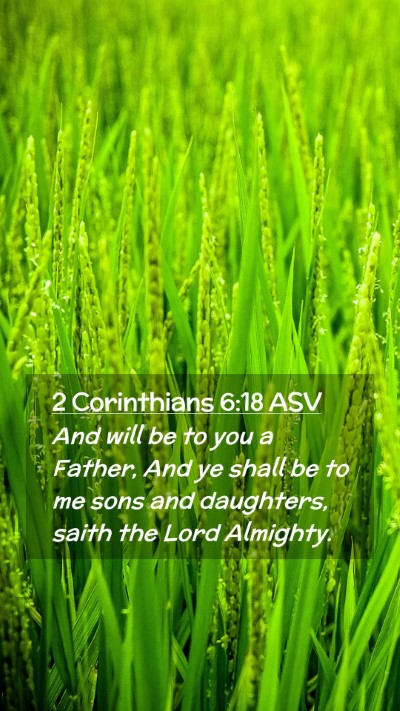 Picture 02 - 2 Corinthians 6:18 ASV Mobile Phone Wallpaper - And will be to you a Father, And ye shall be to - Mobile Bible Verse Wallpaper