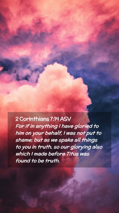 Picture 02 - 2 Corinthians 7:14 ASV Mobile Phone Wallpaper - For if in anything I have gloried to him on your - Mobile Bible Verse Wallpaper