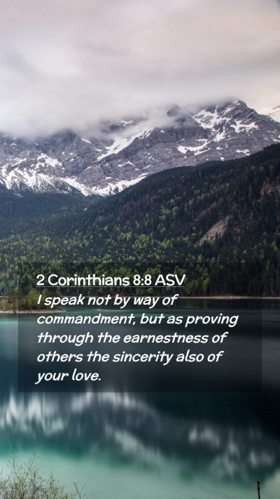 Picture 02 - 2 Corinthians 8:8 ASV Mobile Phone Wallpaper - I speak not by way of commandment, but as proving - Mobile Bible Verse Wallpaper