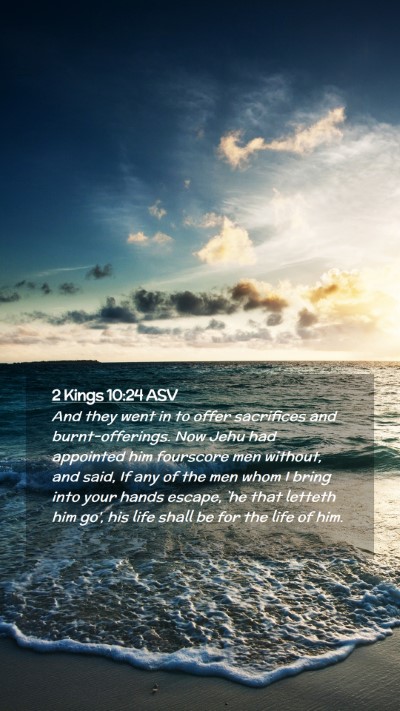 Picture 02 - 2 Kings 10:24 ASV Mobile Phone Wallpaper - And they went in to offer sacrifices and - Mobile Bible Verse Wallpaper