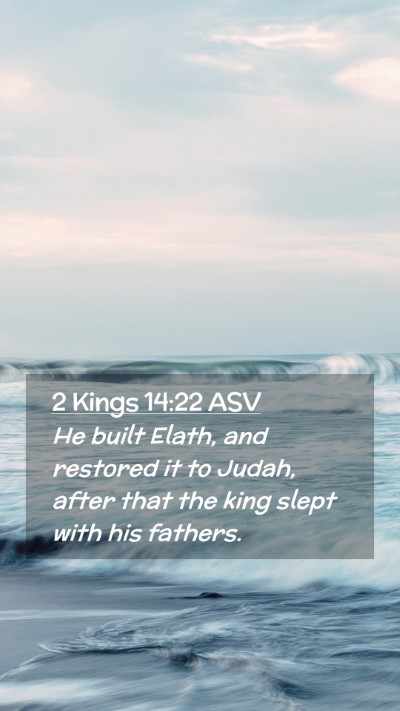 Picture 02 - 2 Kings 14:22 ASV Mobile Phone Wallpaper - He built Elath, and restored it to Judah, after - Mobile Bible Verse Wallpaper