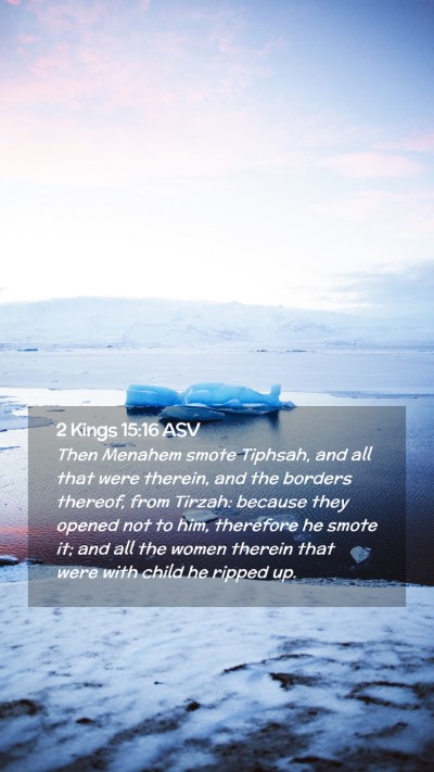 Picture 02 - 2 Kings 15:16 ASV Mobile Phone Wallpaper - Then Menahem smote Tiphsah, and all that were - Mobile Bible Verse Wallpaper