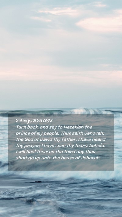 Picture 02 - 2 Kings 20:5 ASV Mobile Phone Wallpaper - Turn back, and say to Hezekiah the prince of my - Mobile Bible Verse Wallpaper