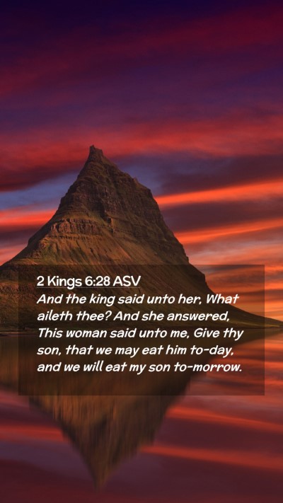 Picture 02 - 2 Kings 6:28 ASV Mobile Phone Wallpaper - And the king said unto her, What aileth thee? And - Mobile Bible Verse Wallpaper