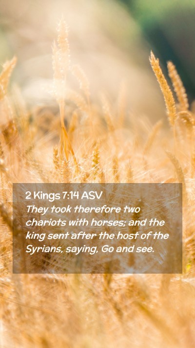 Picture 02 - 2 Kings 7:14 ASV Mobile Phone Wallpaper - They took therefore two chariots with horses; and - Mobile Bible Verse Wallpaper