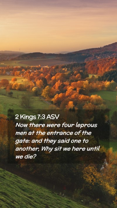 Picture 02 - 2 Kings 7:3 ASV Mobile Phone Wallpaper - Now there were four leprous men at the entrance - Mobile Bible Verse Wallpaper