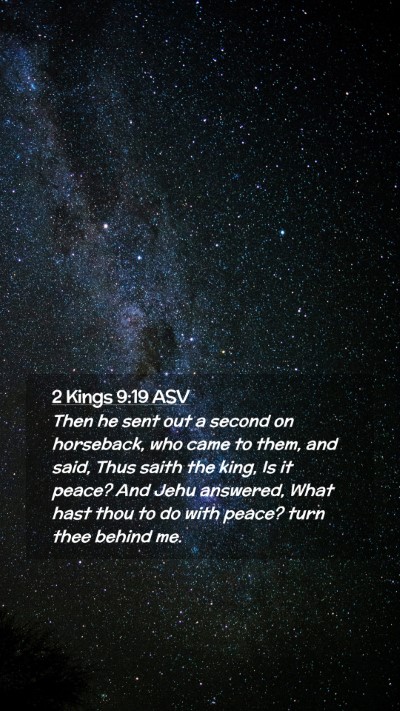 Picture 02 - 2 Kings 9:19 ASV Mobile Phone Wallpaper - Then he sent out a second on horseback, who came - Mobile Bible Verse Wallpaper