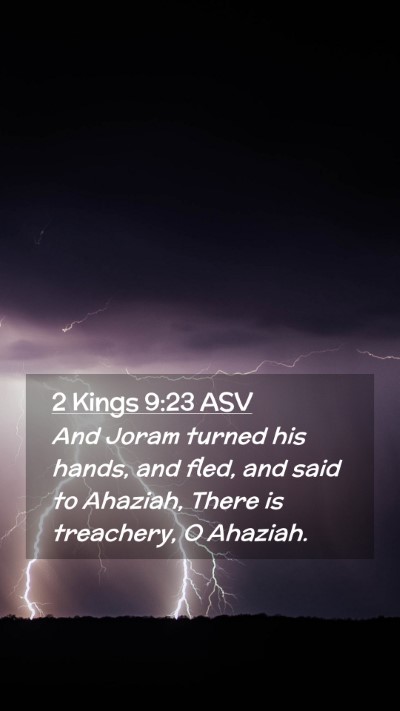Picture 02 - 2 Kings 9:23 ASV Mobile Phone Wallpaper - And Joram turned his hands, and fled, and said to - Mobile Bible Verse Wallpaper