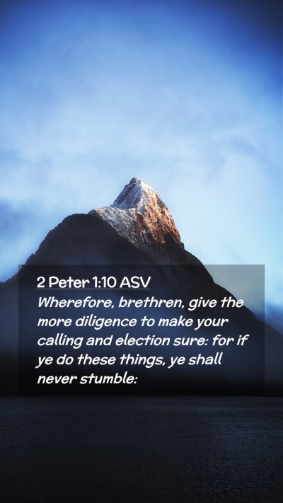 Picture 02 - 2 Peter 1:10 ASV Mobile Phone Wallpaper - Wherefore, brethren, give the more diligence to - Mobile Bible Verse Wallpaper