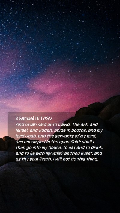 Picture 02 - 2 Samuel 11:11 ASV Mobile Phone Wallpaper - And Uriah said unto David, The ark, and Israel, - Mobile Bible Verse Wallpaper