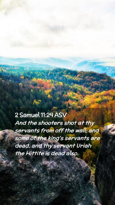 Picture 02 - 2 Samuel 11:24 ASV Mobile Phone Wallpaper - And the shooters shot at thy servants from off - Mobile Bible Verse Wallpaper