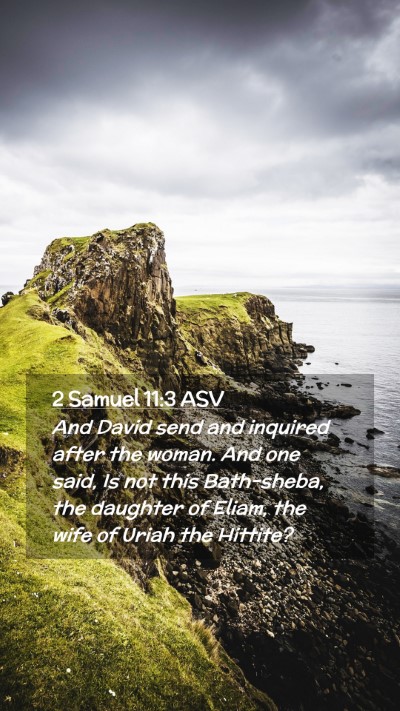 Picture 02 - 2 Samuel 11:3 ASV Mobile Phone Wallpaper - And David send and inquired after the woman. And - Mobile Bible Verse Wallpaper