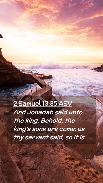 Picture 02 - 2 Samuel 13:35 ASV Mobile Phone Wallpaper - And Jonadab said unto the king, Behold, the - Mobile Bible Verse Wallpaper