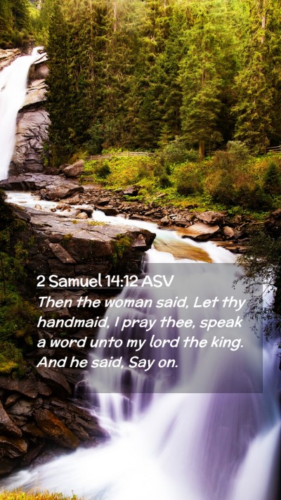 Picture 02 - 2 Samuel 14:12 ASV Mobile Phone Wallpaper - Then the woman said, Let thy handmaid, I pray - Mobile Bible Verse Wallpaper