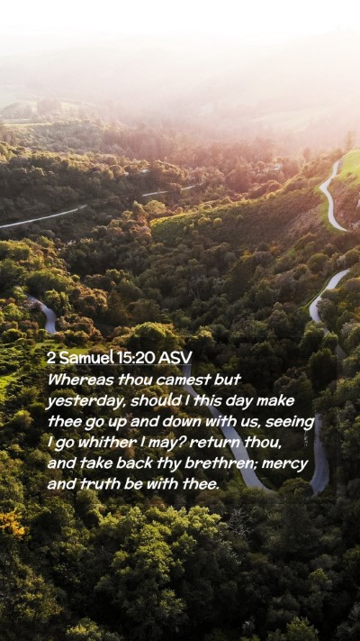 Picture 02 - 2 Samuel 15:20 ASV Mobile Phone Wallpaper - Whereas thou camest but yesterday, should I this - Mobile Bible Verse Wallpaper