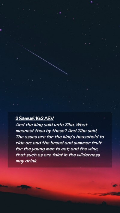 Picture 02 - 2 Samuel 16:2 ASV Mobile Phone Wallpaper - And the king said unto Ziba, What meanest thou by - Mobile Bible Verse Wallpaper
