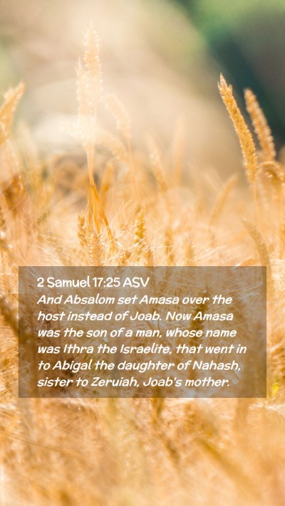 Picture 02 - 2 Samuel 17:25 ASV Mobile Phone Wallpaper - And Absalom set Amasa over the host instead of - Mobile Bible Verse Wallpaper